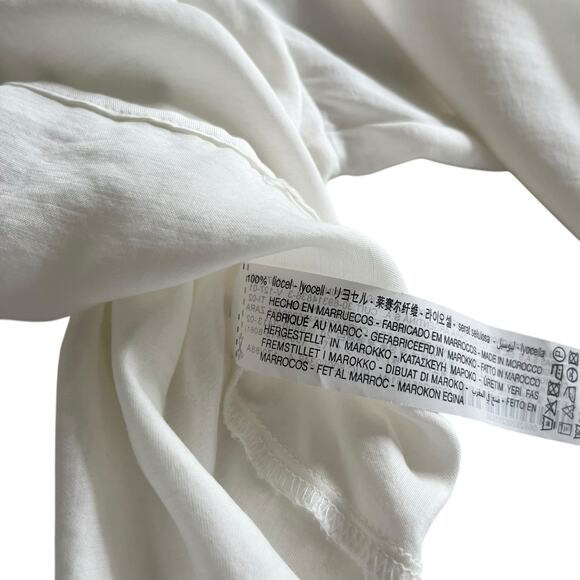 Zara Ecru Boxy Cropped Henley Button Wide Long Sleeve Blouse Size Medium NWT - Picture 5 of 8